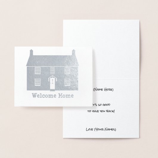 ウェルカムホーム – コテージと自分の文字 箔カード (ディスプレー)