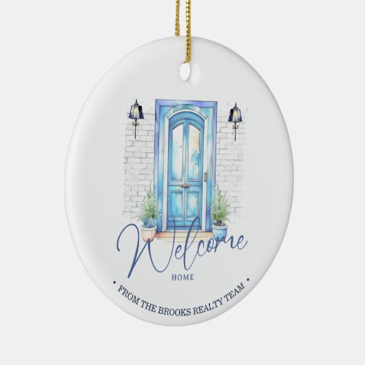 「ウェルカムホーム」不動産実在顧客ギフトクリスマス セラミックオーナメント (右)