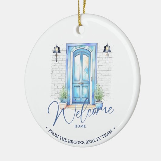 「ウェルカムホーム」不動産実在顧客ギフトクリスマス セラミックオーナメント (左)