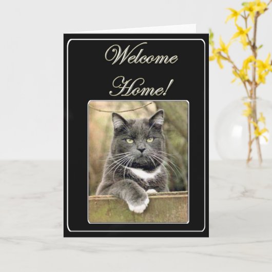 ウェルカムホームcatグリーティングカード カード (黄色い花)