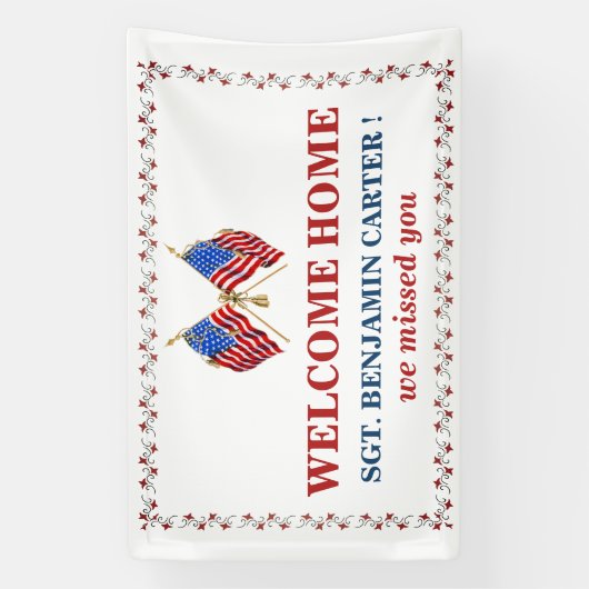 ウェルカムホームUSA国旗軍隊陸軍マリン 横断幕 (縦)