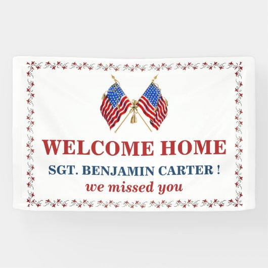 ウェルカムホームUSA国旗軍隊陸軍マリン 横断幕 (横)