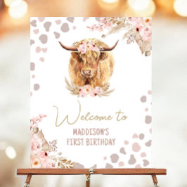 ウェルカムホーリーカウハイランドパンパスファーム誕生日 ポスター
