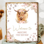 ウェルカムホーリーカウハイランドパンパスファーム誕生日 ポスター