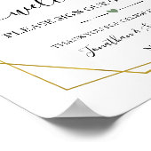 ウェルカムボード お客様の署名 ウェディング グリーン ゴールド ポスター (角)