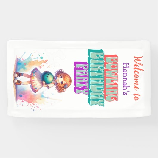 ウェルカムボーリングパーティーガールズアニメ誕生日 横断幕 (横)