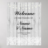 ウェルカムポスターサイン結婚ズレースグレー木材ポスター ポスター (正面)