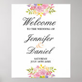 ウェルカムポスタ結婚ーのピンクフローラ披露宴 ポスター (正面)