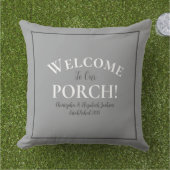 ウェルカムポーチカスタムトレンディーグレーブラック書道 アウトドアクッション (芝生)