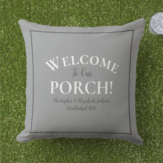 ウェルカムポーチカスタムトレンディーグレーブラック書道 アウトドアクッション (芝生)