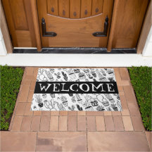 ウェルカムマットかわいい鉢植え柄サボテン