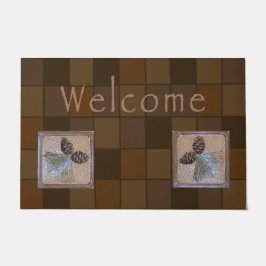ウェルカムマット、オーチャーピネコーンタイルforバンガローズ ドアマット