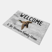 ウェルカムマラードダックファミリーネームホームコテージ ドアマット (アングル)