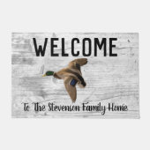 ウェルカムマラードダックファミリーネームホームコテージ ドアマット (正面)