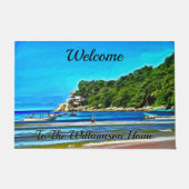 ウェルカムミスマローヤ魚釣りボート0346 ドアマット (正面)