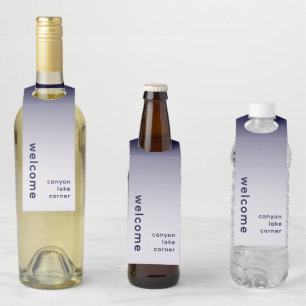 ウェルカムミニマルネイビーボトルハンガーラベル ボトルネックタグ