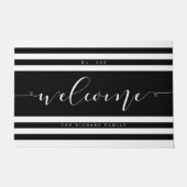 ウェルカムモダンストライプハウスナンバー&ファミリー名 ドアマット (正面)