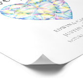 ウェルカムラブスパークルダイヤモンドハート水色 ポスター (角)