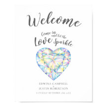 ウェルカムラブスパークルダイヤモンドハート水色