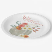 ウェルカムリトルカボチャ水の色ベビーシャワー ペーパープレート (アングル)