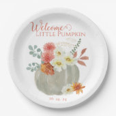 ウェルカムリトルカボチャ水の色ベビーシャワー ペーパープレート (正面)
