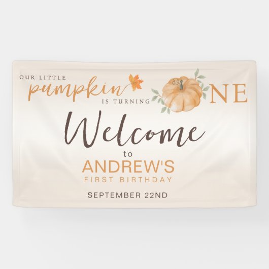 ウェルカムリトルカボチャ秋第1の誕生日 横断幕 (横)