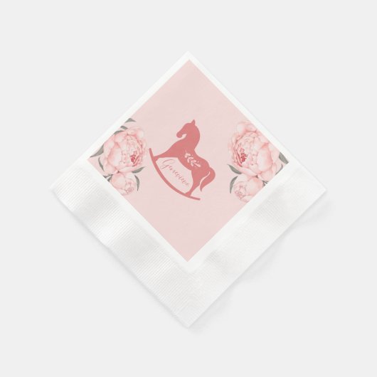 ウェルカムリトルレディ赤面ピンク牡丹 縁ありカクテルナプキン (角)