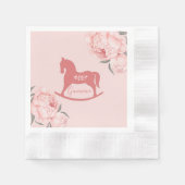 ウェルカムリトルレディ赤面ピンク牡丹 縁ありカクテルナプキン (正面)