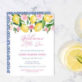 ウェルカムリトルワンカプリレモン女の子ベビーシャワー 招待状