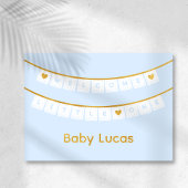 ウェルカムリトルワンブルーベビーおめでとう 箔グリーティングカード