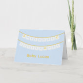 ウェルカムリトルワンブルーベビーおめでとう 箔グリーティングカード (正面)