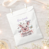 ウェルカムリトルワン – かわいい子豚の赤ちゃんシャワー フェイバーバッグ (クリップ留めされた状態)