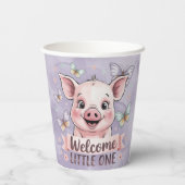 ウェルカムリトルワン – かわいい子豚の赤ちゃんシャワー 紙コップ (裏面)