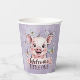 ウェルカムリトルワン – かわいい子豚の赤ちゃんシャワー 紙コップ