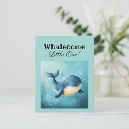 ウェルカムリトルワン,新生児カード,おめでとう,クジラ ポストカード (スタンド正面)