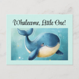 ウェルカムリトルワン，新生児カード，はがき，クジラ ポストカード