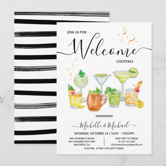 ウェルカムリハーサルエンゲージメントカクテルパーティー 招待状 (正面/裏面)