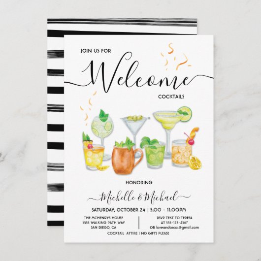 ウェルカムリハーサル婚約カクテルパーティー 招待状 (正面/裏面)