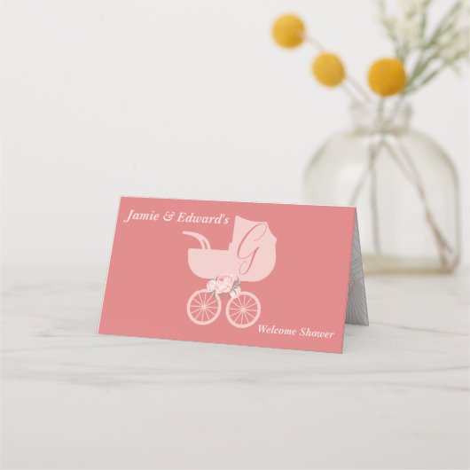 ウェルカムリレディ赤面ピンクピーニーナプキンズ プレイスカード (裏面)