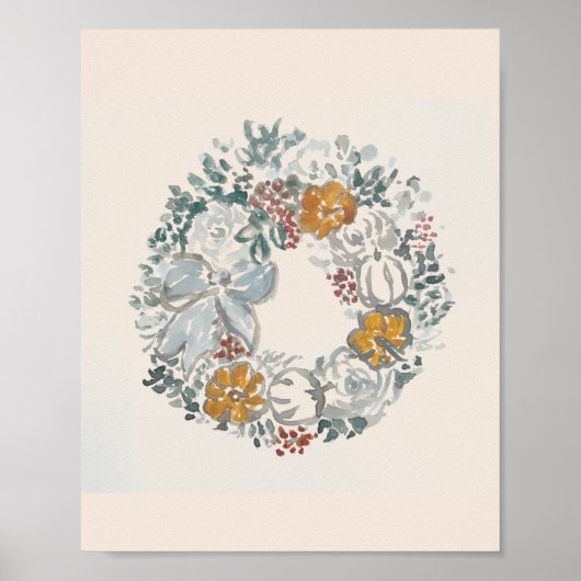 ウェルカムリースオータムカンプキンブルー絵画ズ ポスター (正面)