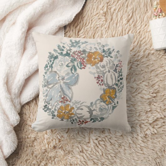 ウェルカムリースグレイ絵を描カボチャ装飾用クッション クッション (ブランケット)