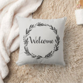 ウェルカムリースグレイ装飾用クッション クッション (ブランケット)