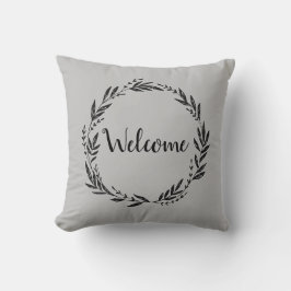 ウェルカムリースグレイ装飾用クッション クッション
