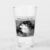 ウェルカムレイクハウスダックフォト白黒自然 タンブラーグラス (正面)