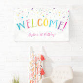 ウェルカムレインボー型かわいらしパーティーの明るい色 横断幕 (インサイチュ)