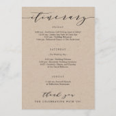 ウェルカムレターと旅程結婚表の歓迎バッグ プログラム (裏面)