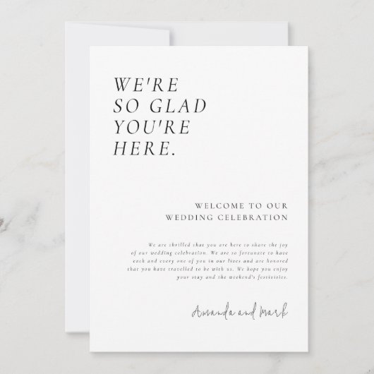 ウェルカムレターモダンとタイムラインの日程 招待状 (正面)