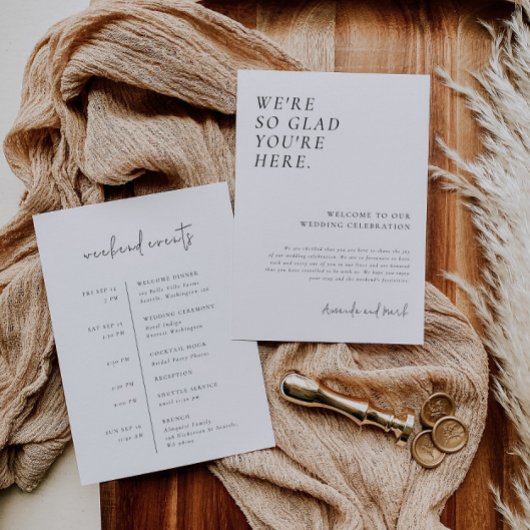 ウェルカムレターモダンとタイムラインの日程 招待状