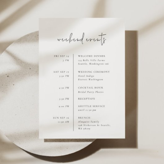 ウェルカムレターモダンとタイムラインの日程 招待状