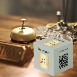 ウェルカムロゴQRコードolive greenメニューテーブル フォトキューブ